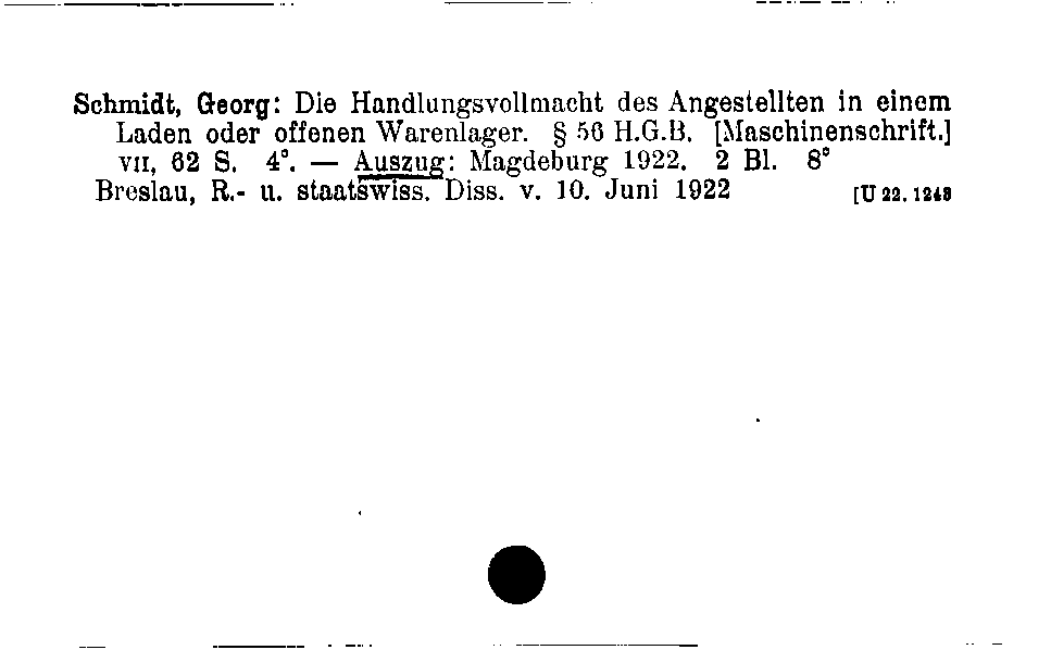 [Katalogkarte Dissertationenkatalog bis 1980]