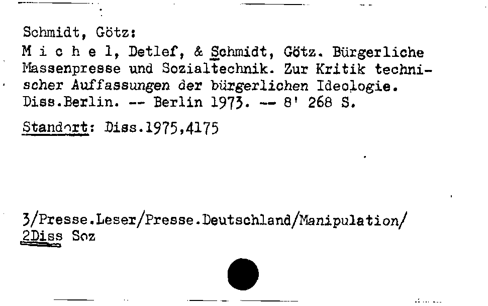 [Katalogkarte Dissertationenkatalog bis 1980]