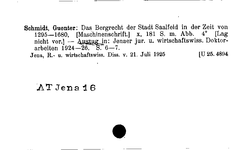 [Katalogkarte Dissertationenkatalog bis 1980]