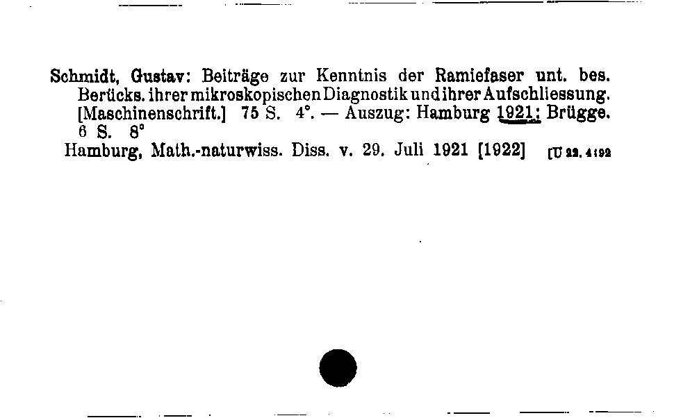 [Katalogkarte Dissertationenkatalog bis 1980]