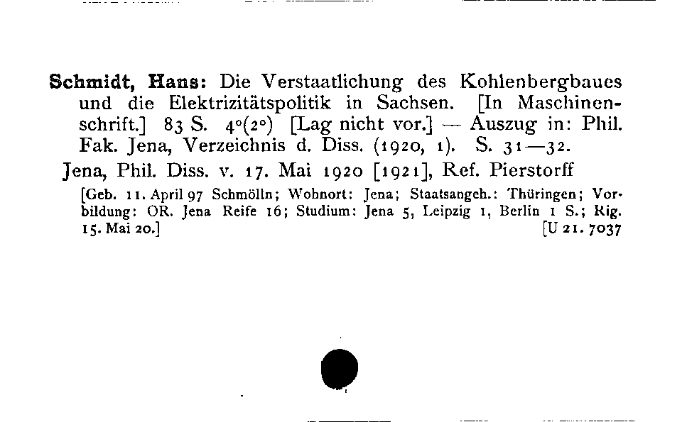 [Katalogkarte Dissertationenkatalog bis 1980]