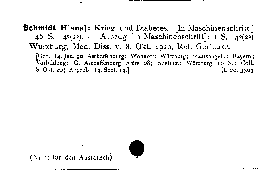 [Katalogkarte Dissertationenkatalog bis 1980]