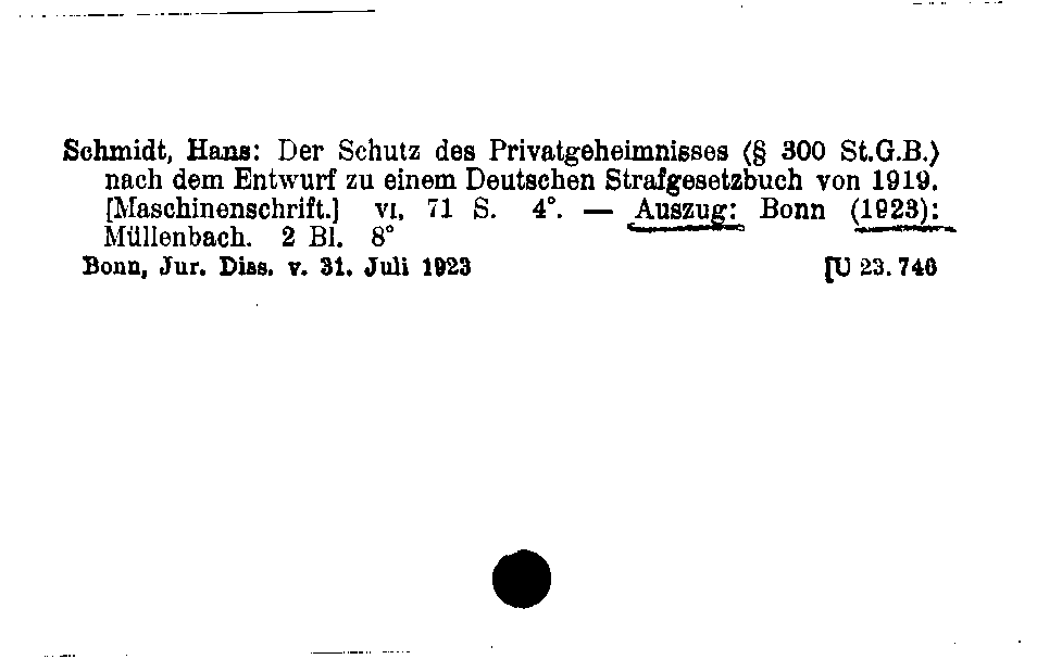 [Katalogkarte Dissertationenkatalog bis 1980]