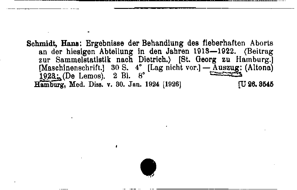 [Katalogkarte Dissertationenkatalog bis 1980]