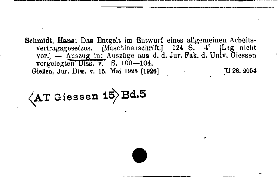 [Katalogkarte Dissertationenkatalog bis 1980]