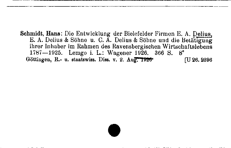 [Katalogkarte Dissertationenkatalog bis 1980]