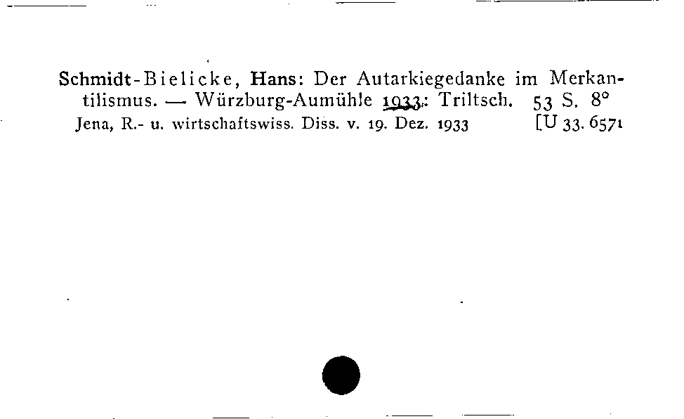 [Katalogkarte Dissertationenkatalog bis 1980]