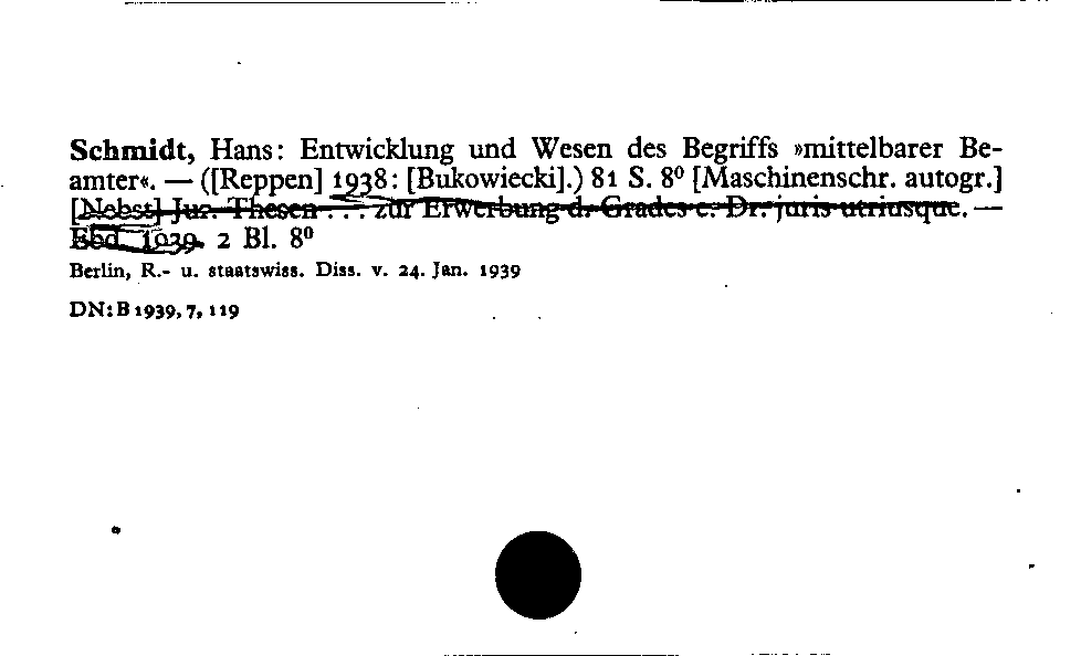 [Katalogkarte Dissertationenkatalog bis 1980]