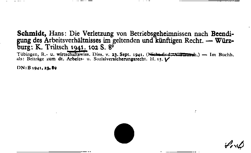 [Katalogkarte Dissertationenkatalog bis 1980]