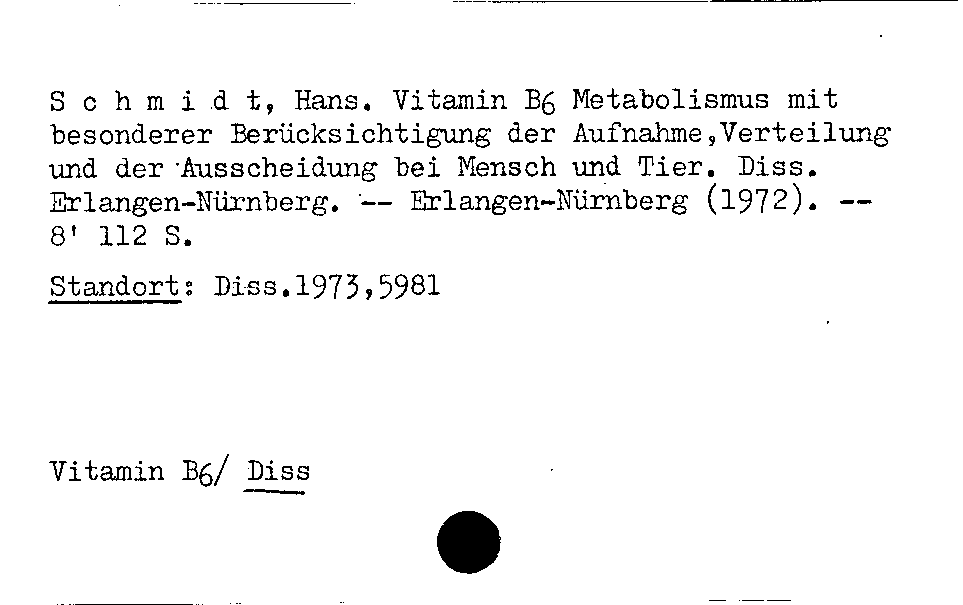 [Katalogkarte Dissertationenkatalog bis 1980]