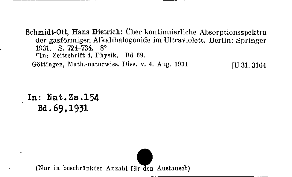 [Katalogkarte Dissertationenkatalog bis 1980]