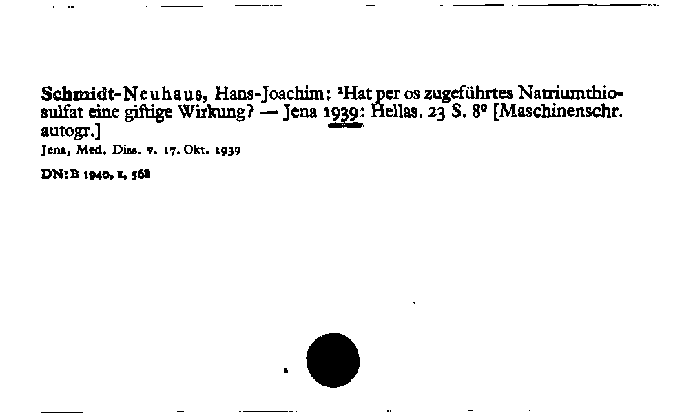 [Katalogkarte Dissertationenkatalog bis 1980]