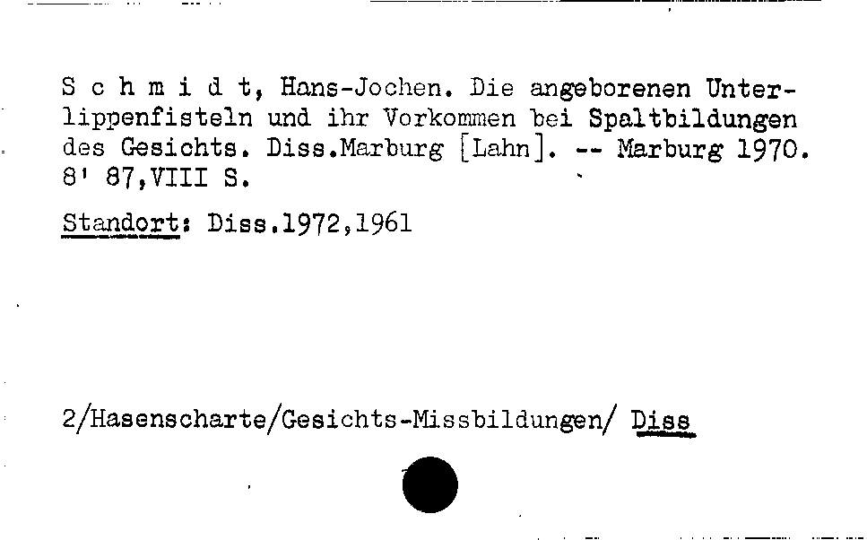 [Katalogkarte Dissertationenkatalog bis 1980]