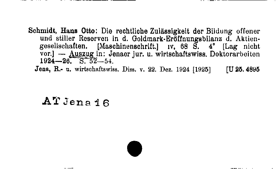 [Katalogkarte Dissertationenkatalog bis 1980]