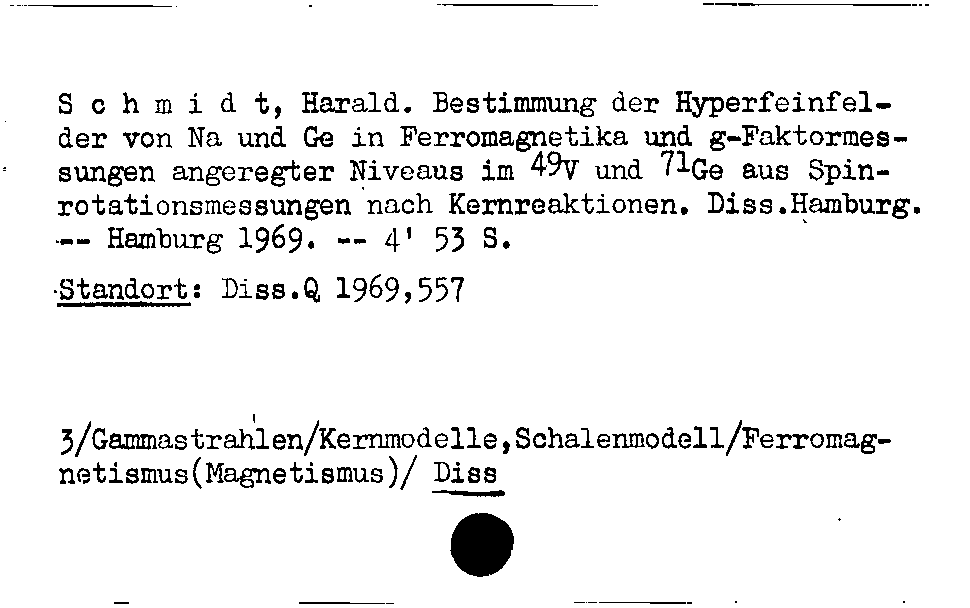 [Katalogkarte Dissertationenkatalog bis 1980]