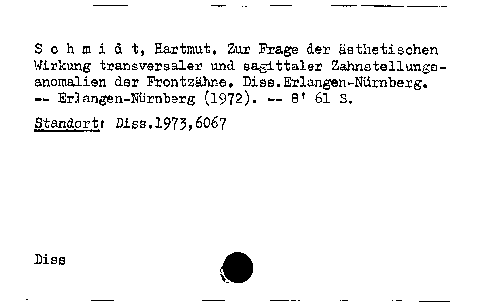 [Katalogkarte Dissertationenkatalog bis 1980]