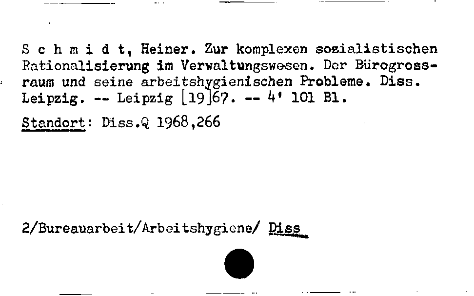 [Katalogkarte Dissertationenkatalog bis 1980]