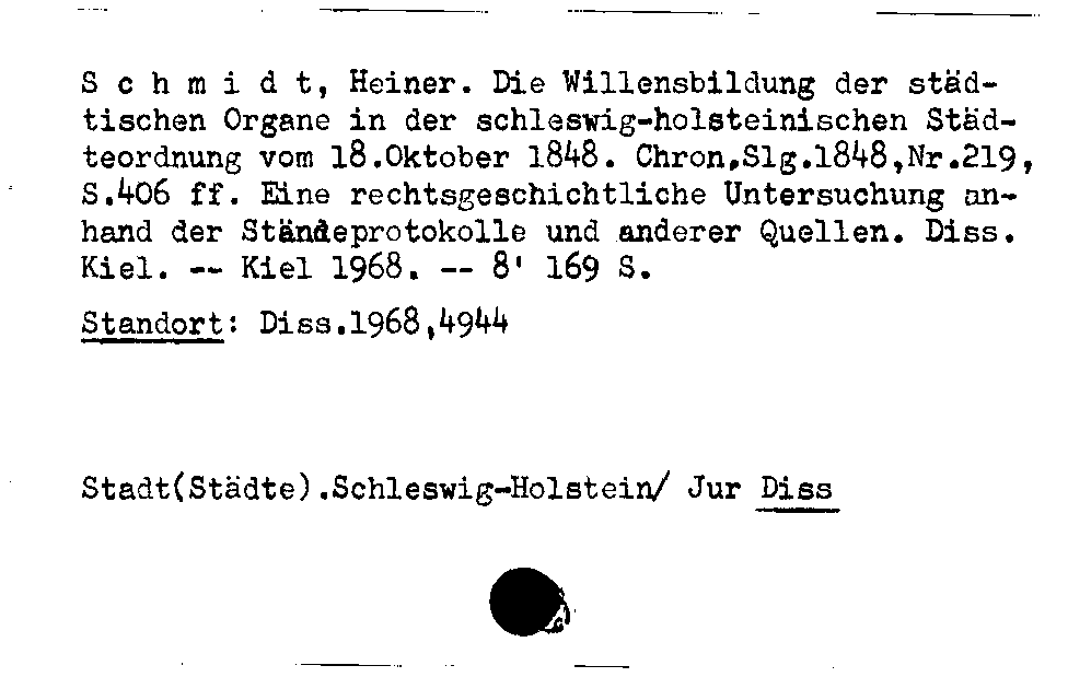 [Katalogkarte Dissertationenkatalog bis 1980]