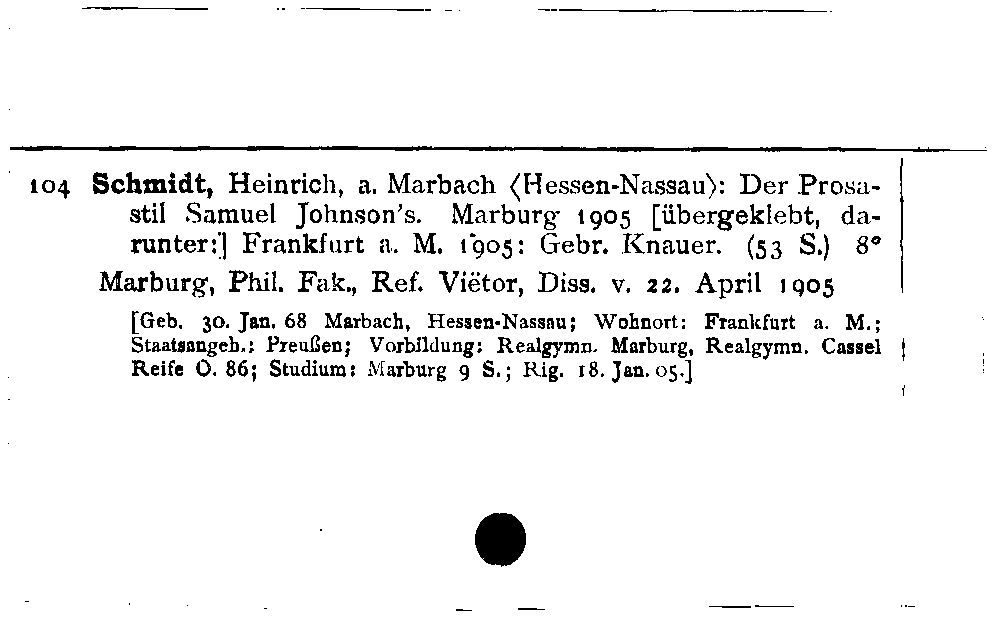 [Katalogkarte Dissertationenkatalog bis 1980]