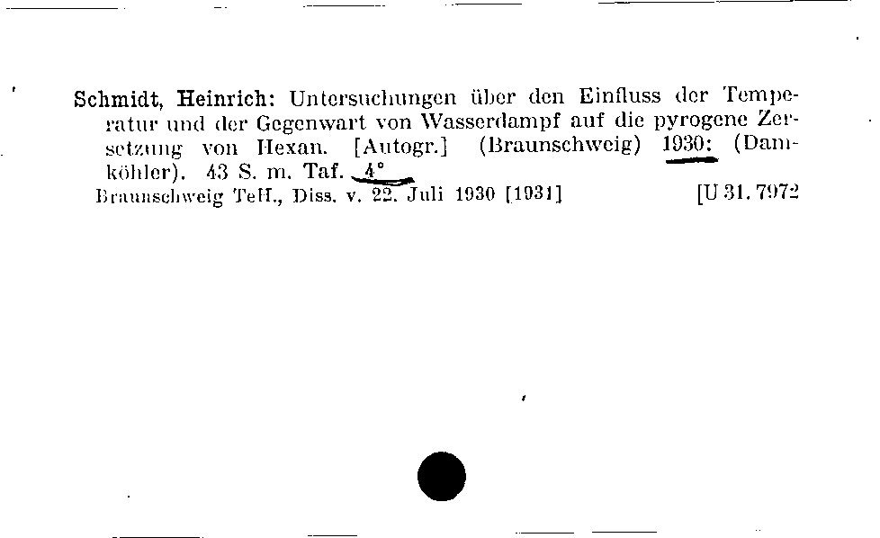 [Katalogkarte Dissertationenkatalog bis 1980]