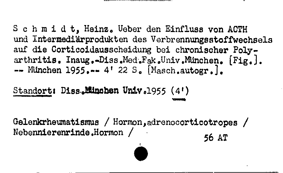 [Katalogkarte Dissertationenkatalog bis 1980]