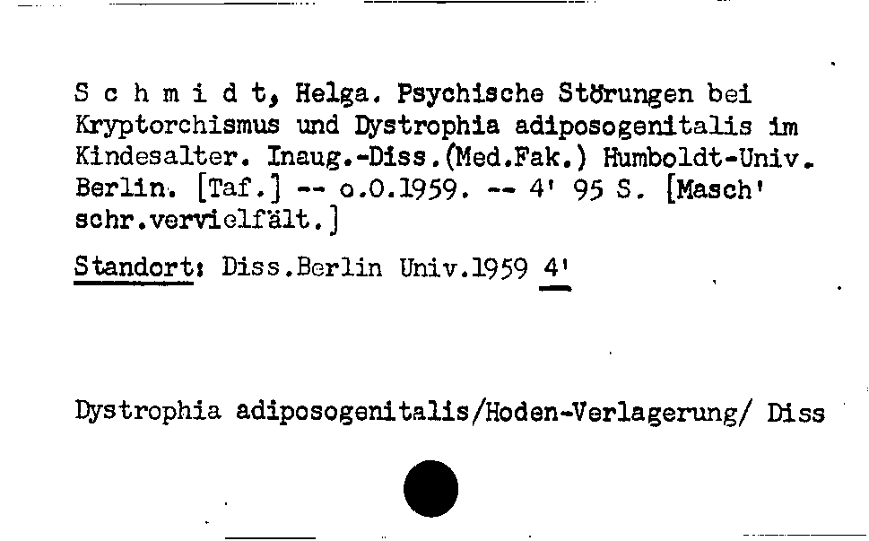 [Katalogkarte Dissertationenkatalog bis 1980]