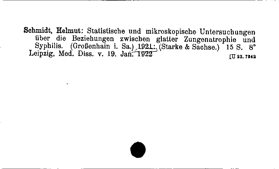 [Katalogkarte Dissertationenkatalog bis 1980]