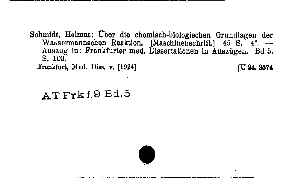 [Katalogkarte Dissertationenkatalog bis 1980]