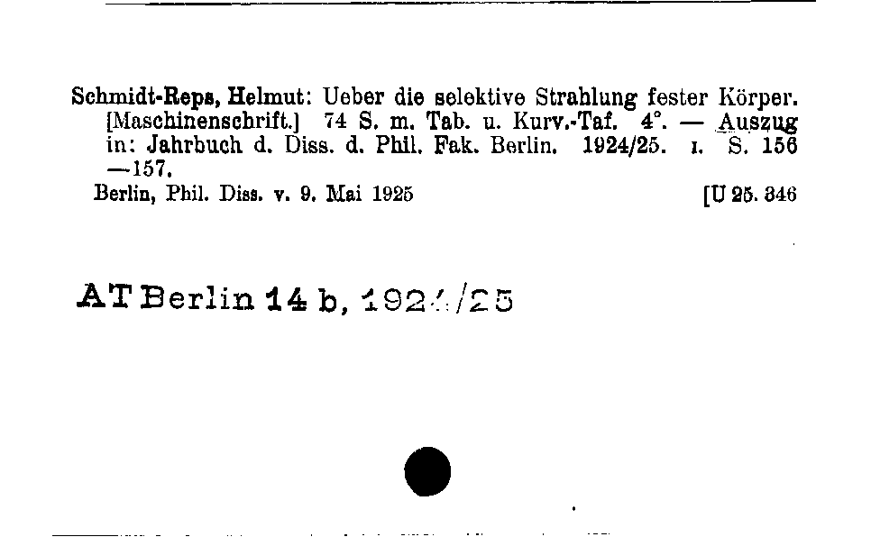 [Katalogkarte Dissertationenkatalog bis 1980]