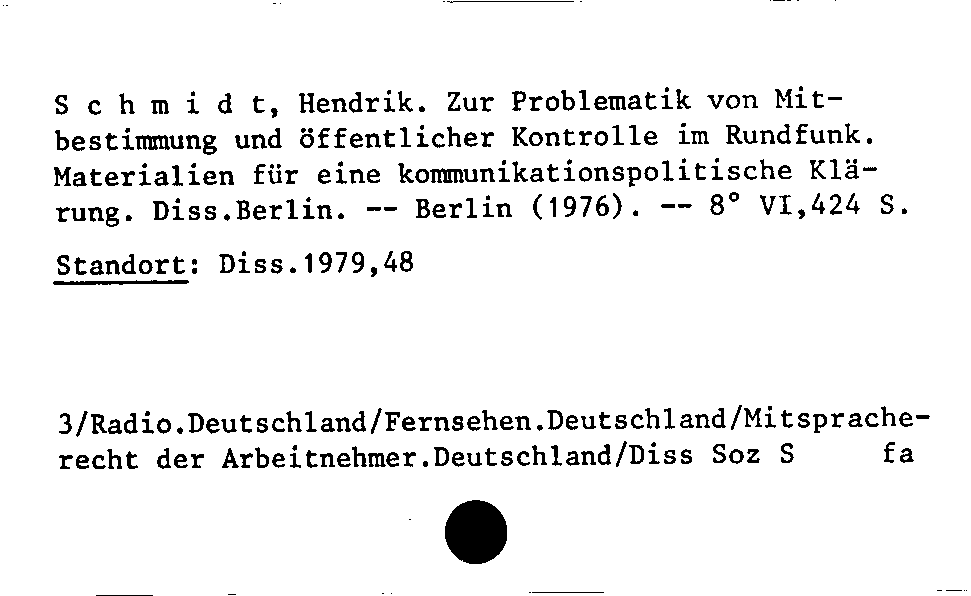 [Katalogkarte Dissertationenkatalog bis 1980]