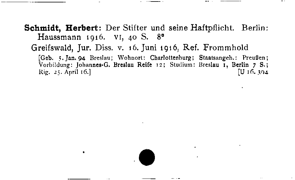 [Katalogkarte Dissertationenkatalog bis 1980]