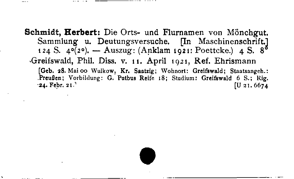 [Katalogkarte Dissertationenkatalog bis 1980]