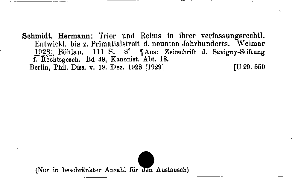 [Katalogkarte Dissertationenkatalog bis 1980]