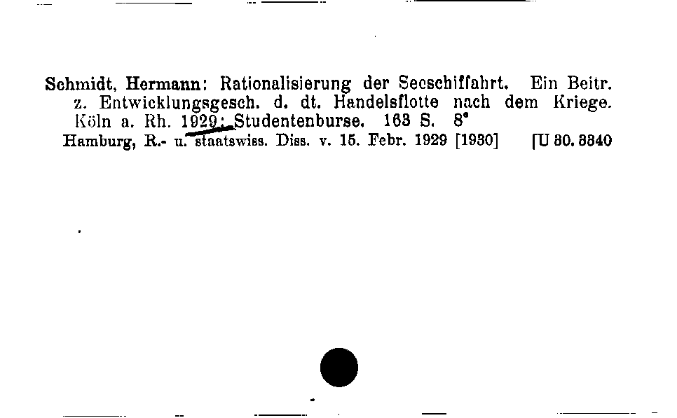 [Katalogkarte Dissertationenkatalog bis 1980]