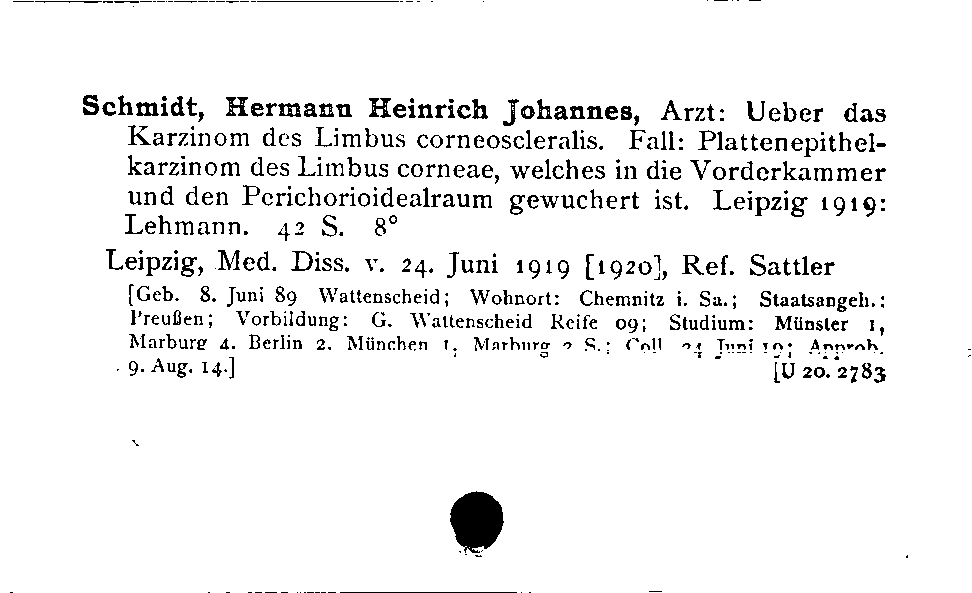 [Katalogkarte Dissertationenkatalog bis 1980]