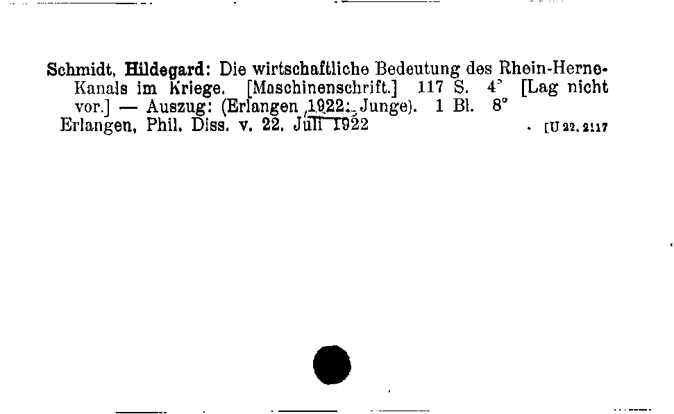 [Katalogkarte Dissertationenkatalog bis 1980]