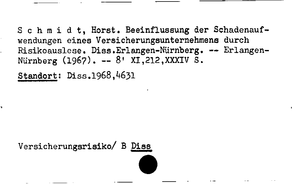 [Katalogkarte Dissertationenkatalog bis 1980]