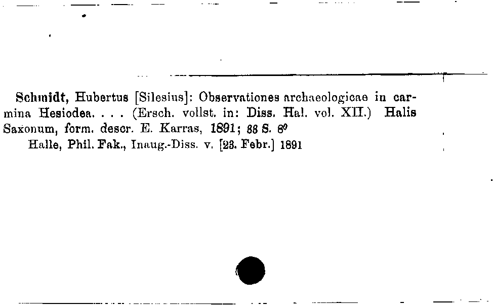 [Katalogkarte Dissertationenkatalog bis 1980]