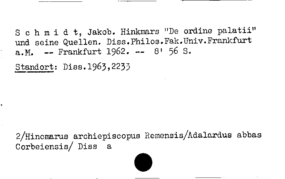 [Katalogkarte Dissertationenkatalog bis 1980]