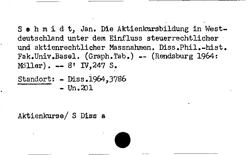 [Katalogkarte Dissertationenkatalog bis 1980]