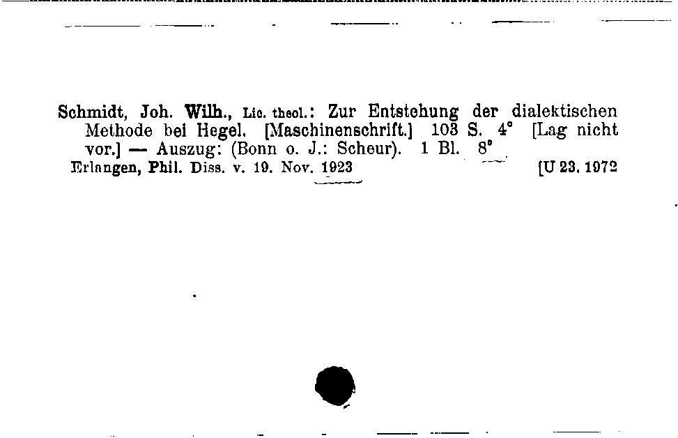 [Katalogkarte Dissertationenkatalog bis 1980]