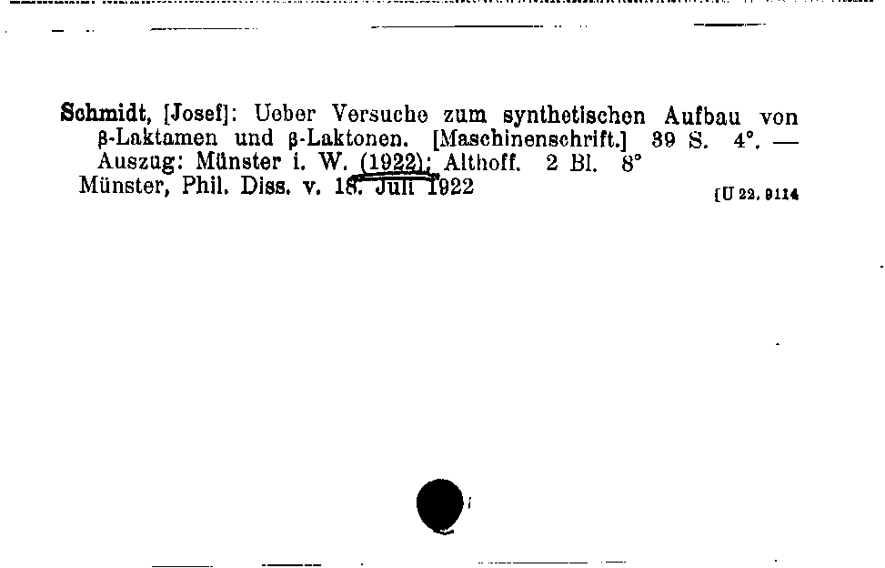 [Katalogkarte Dissertationenkatalog bis 1980]