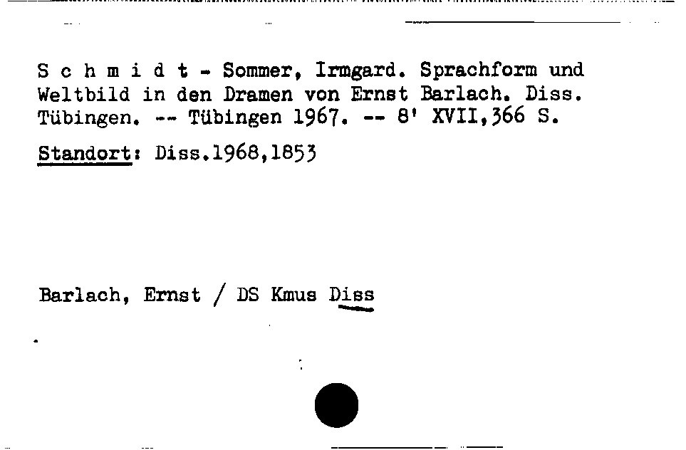 [Katalogkarte Dissertationenkatalog bis 1980]