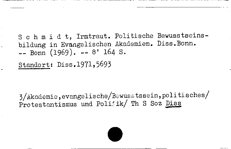 [Katalogkarte Dissertationenkatalog bis 1980]