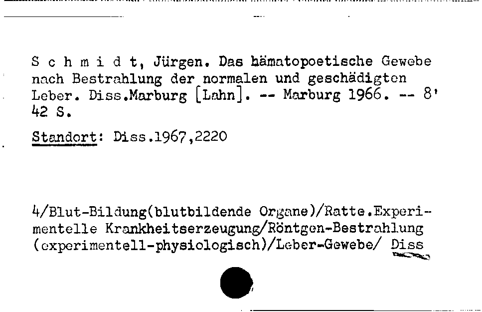 [Katalogkarte Dissertationenkatalog bis 1980]