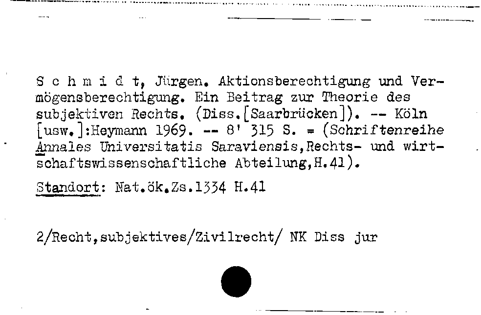 [Katalogkarte Dissertationenkatalog bis 1980]