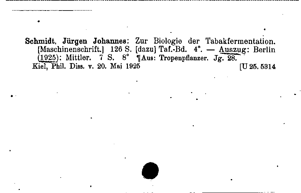 [Katalogkarte Dissertationenkatalog bis 1980]