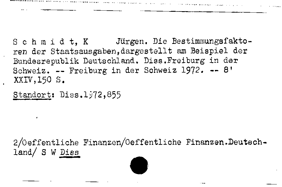 [Katalogkarte Dissertationenkatalog bis 1980]