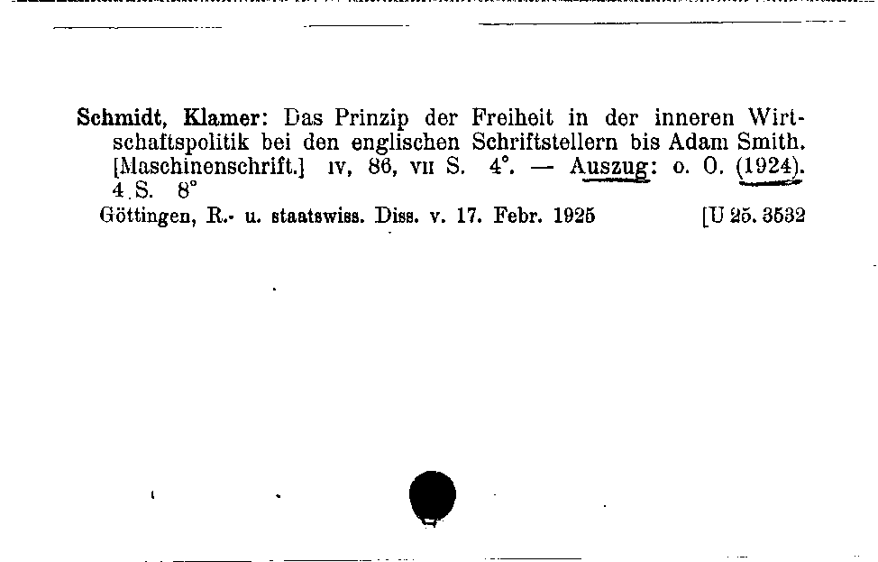 [Katalogkarte Dissertationenkatalog bis 1980]