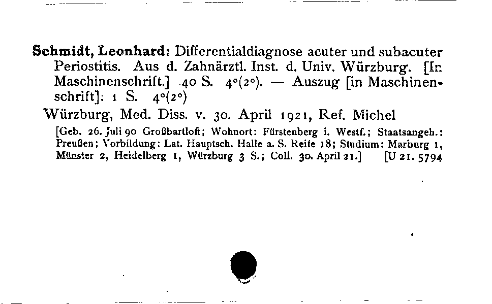 [Katalogkarte Dissertationenkatalog bis 1980]